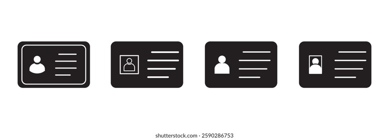 Id card or identification card icon set in flat, Linear, Glyph style. Identity tag document vector illustration on isolated background. Driver licence business concept.