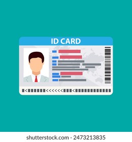 Id card. identity card, national id card, id card with electronic chip. vector illustration in flat design