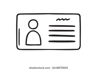 Id card Identity tag concept icon doodle hand drawn. Outline Id card line drawing clipart symbol. Vector illustration