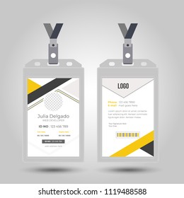 Id Card With Lanyard Set Isolated Vector Illustration. Blank Plastic Access Card, Name Tag Holder With Pin Ribbon, Corporate Card Key, Personal Security Badge, Press Event Pass Template.