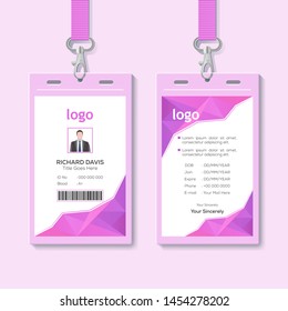 Id card with lanyard set isolated vector illustration. Blank plastic access card, name tag holder with pin ribbon, corporate card key, personal security badge, press event pass template. - Vector.
