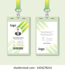Id card with lanyard set isolated vector illustration. Blank plastic access card, name tag holder with pin ribbon, corporate card key, personal security badge, press event pass template. - Vector.