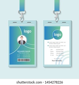 Id card with lanyard set isolated vector illustration. Blank plastic access card, name tag holder with pin ribbon, corporate card key, personal security badge, press event pass template. - Vector.