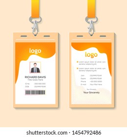 Id card with lanyard set isolated vector illustration. Blank plastic access card, name tag holder with pin ribbon, corporate card key, personal security badge, press event pass template. - Vector.