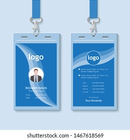 Id card with lanyard set isolated vector illustration. Blank plastic access card, name tag holder with pin ribbon, corporate card key, personal security badge, press event pass template. - Vector.