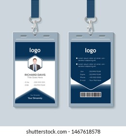 Id card with lanyard set isolated vector illustration. Blank plastic access card, name tag holder with pin ribbon, corporate card key, personal security badge, press event pass template. - Vector.