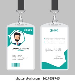 Id card with lanyard set isolated vector illustration. Blank plastic access card, name tag holder with pin ribbon, corporate card key, personal security badge, press event pass template.