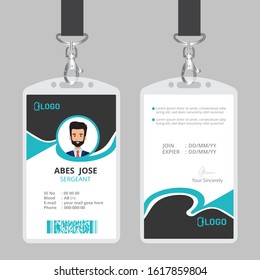 Id card with lanyard set isolated vector illustration. Blank plastic access card, name tag holder with pin ribbon, corporate card key, personal security badge, press event pass template.