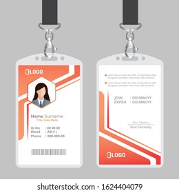 Id card with lanyard set isolated vector illustration. Blank plastic access card, name tag holder with pin ribbon, corporate card key, personal security badge, press event pass template.