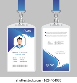 Id card with lanyard set isolated vector illustration. Blank plastic access card, name tag holder with pin ribbon, corporate card key, personal security badge, press event pass template.