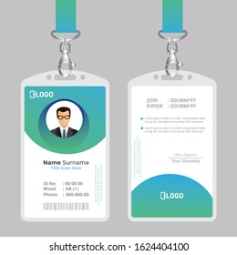 Id card with lanyard set isolated vector illustration. Blank plastic access card, name tag holder with pin ribbon, corporate card key, personal security badge, press event pass template.