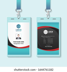 Tarjeta de identificación con ilustración vectorial aislada de conjunto de patio. Tarjeta de acceso de plástico en blanco, portaetiquetas con cinta de alfiler, clave de tarjeta corporativa, placa de seguridad personal, plantilla de pase de evento de prensa.