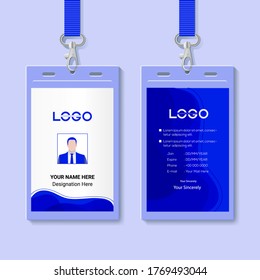 Id card with lanyard set isolated vector illustration. Blank plastic access card, name tag holder with pin ribbon, corporate card key, personal security badge, press event pass template.