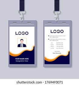 Id card with lanyard set isolated vector illustration. Blank plastic access card, name tag holder with pin ribbon, corporate card key, personal security badge, press event pass template.