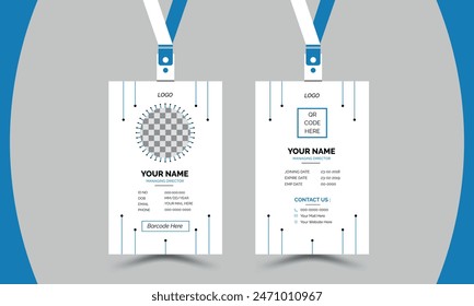 Id card with lanyard set isolated vector illustration. lean id card design with realistic mock up, personal security badge, press event pass template. Illumination new 2023 varson.