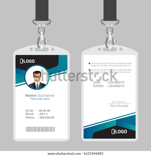 Id Card With Lanyard Set Isolated Vector Illustration Blank Plastic