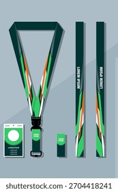 ID-Karte Lanyard Set Vorlage in grünen Farbkombinationen für Unternehmen EPS 10