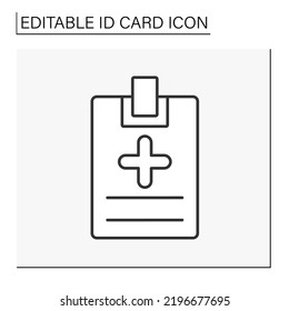  ID Card Line Icon. Badge With Health Information. Hospital Data. Biometric Data. Identity Detection Concept. Isolated Vector Illustration.Editable Stroke