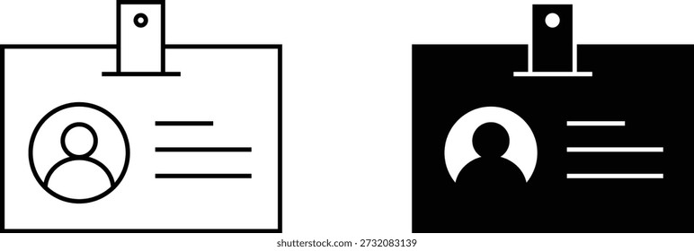 Icono de línea de tarjeta de identificación con trazo editable, Ilustración vectorial minimalista para negocios, oficina, empleado y diseño de tarjeta de identidad.