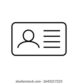 Ícone da linha do Cartão de Identidade. Ícone de linha do cartão de funcionário, licença de motorista, ícone do cartão de identificação.