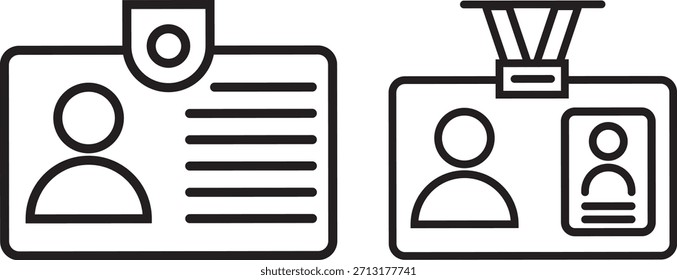 Icono de línea de tarjeta de identificación, Identificación y titular de la tarjeta, icono de Vector de insignia de oficina, trazo editable. EPS 10
