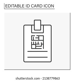  ID Card Line Icon. Permit Badge With Qr Code. Biometric Data. Identity Detection Concept. Isolated Vector Illustration.Editable Stroke