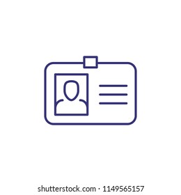 Id card line icon. Photo, clasp, badge. Identity concept. Can be used for topics like business id, verification, license, document