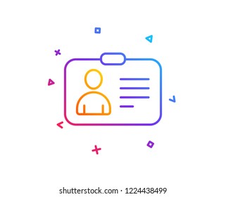 ID card line icon. User Profile sign. Person silhouette symbol. Identification plastic card. Gradient line button. ID card icon design. Colorful geometric shapes. Vector