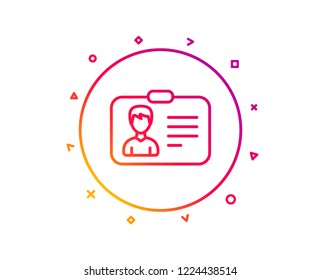 ID card line icon. User Profile sign. Male Person silhouette symbol. Identification plastic card. Gradient pattern line button. Identification card icon design. Geometric shapes. Vector