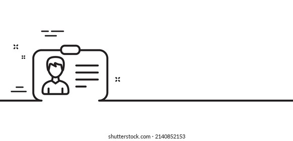 ID card line icon. User Profile sign. Male Person silhouette symbol. Identification plastic card. Minimal line illustration background. Identification card line icon pattern banner. Vector