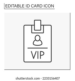  ID card line icon. VIP permit with user picture identification. Exclusive access. Biometric data. Identity detection concept. Isolated vector illustration.Editable stroke