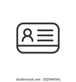 ID card line icon. Web symbol for web and apps. Sign design in outline style. ID card stroke object.