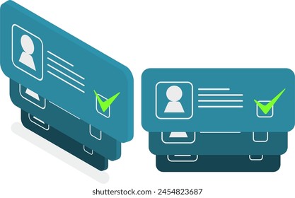 ID-Kartenliste Identifikation Frontansicht und isometrisches Design