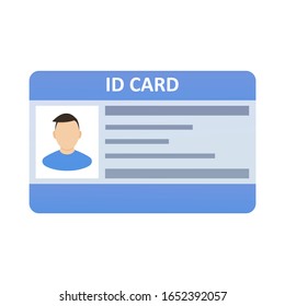 Id card, Man avatar isolated on white background. Identification concept. Flat design. Vector illustration.