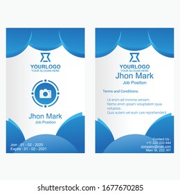 Plantilla de vector de color azul Potrait moderno de tarjeta de identificación