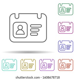 Id card multi color icon. Simple thin line, outline vector of web icons for ui and ux, website or mobile application