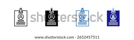 Id Card Multiple Style Icon Set Vector