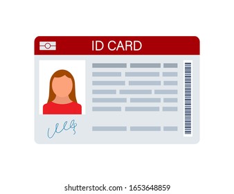 ID Card on white background. Flat design style. Vector illustration.