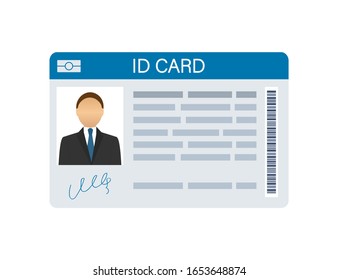 Tarjeta de identificación de fondo blanco. Diseño plano. Ilustración vectorial.