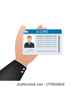 ID Card on white background. Flat design style. Vector illustration.