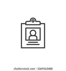 ID card outline icon. linear style sign for mobile concept and web design. Badge simple line vector icon. Symbol, logo illustration. Pixel perfect vector graphics