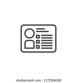 Id card outline icon. linear style sign for mobile concept and web design. Identity card simple line vector icon. Symbol, logo illustration. Pixel perfect vector graphics