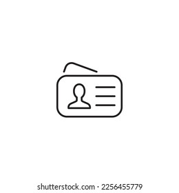 Icono de esquema de tarjeta de identificación. signo de estilo lineal. Icono del vector del logotipo simple de la tarjeta de identificación. Ilustración de símbolo. Licencia de controlador de gráficos vectoriales perfecto para píxeles, tarjeta de identificación del personal sobre fondo blanco.