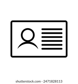 Id card outline icon, ID card icon. passport. driver license, staff identification card symbol for website