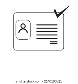 Icono de contorno de tarjeta de identificación, tarjeta de identificación de icono de contorno de vector simple.