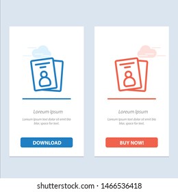 Id, Card, ID Card, Pass  Blue and Red Download and Buy Now web Widget Card Template. Vector Icon Template background