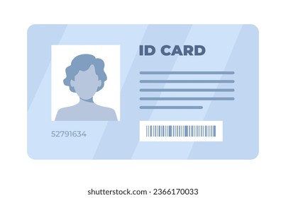 ID card. Personal info data. Identification document with person photo. User or profile card. Driver's license. Flat style. Vector illustration