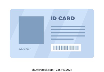 ID card. Personal info data. Identification document with person photo. User or profile card. Driver's license. Flat style. Vector illustration