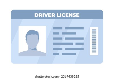 Tarjeta de identificación. Datos de información personal. Documento de identificación con foto de persona. Tarjeta de usuario o de perfil. Licencia de conducir. Estilo plano. Ilustración del vector