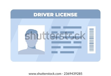 ID card. Personal info data. Identification document with person photo. User or profile card. Driver's license. Flat style. Vector illustration
